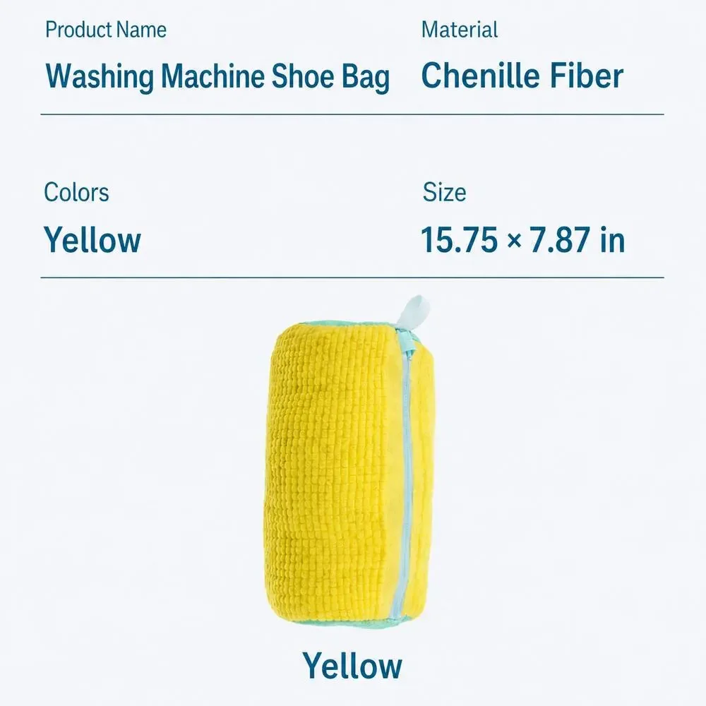 2‑Pack Chenille Shoe Washing Bag, Reusable Laundry Protector for Washing Machine